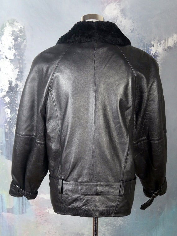 Vintage Black Leather Jacket, 1980s European Vint… - image 4