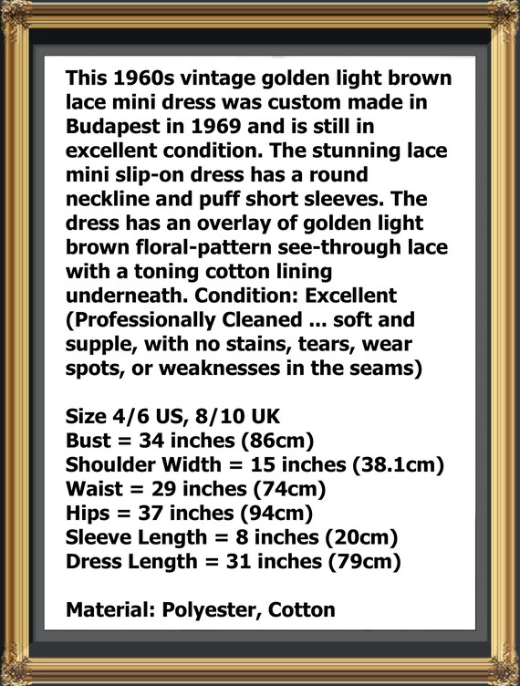 60s Mod Mini Dress Golden Light Brown 
