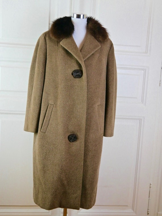 1960s Mohair Wool Coat w Mink Fur Collar Light Brown Mad Men | Etsy