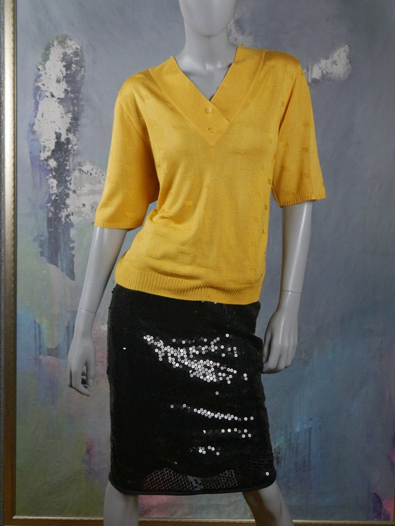 Yellow Casual Top, 1980s German Vintage Machine K… - image 2