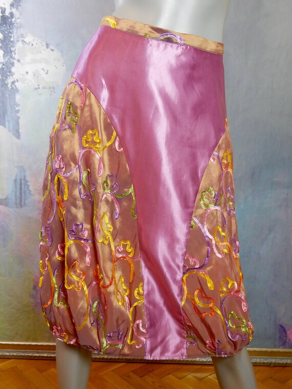 Tulip Skirt, 1990s European Vintage Fuchsia Pink … - image 2