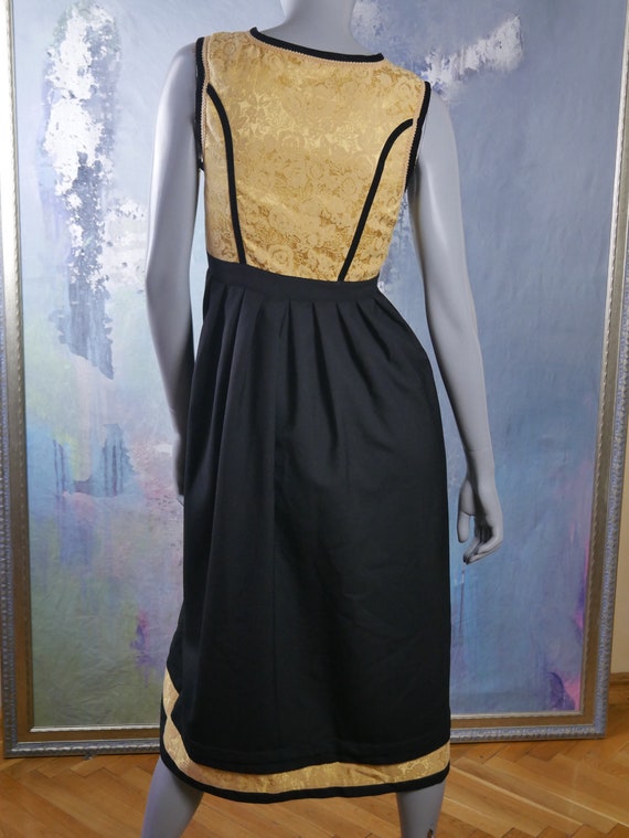 Black & Gold Dirndl Dress, Austrian Vintage Trach… - image 2