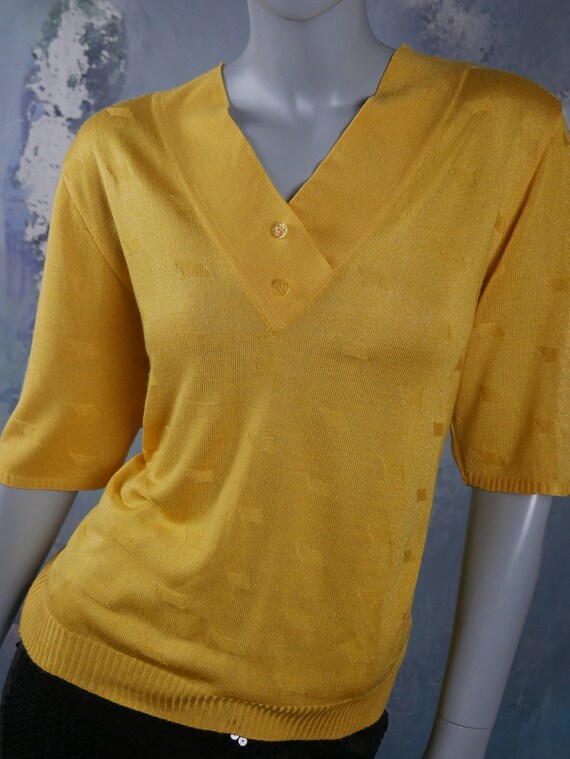 Yellow Casual Top, 1980s German Vintage Machine K… - image 4