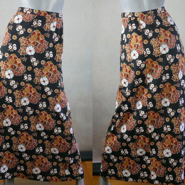 Jupe longue des années 70, jupe maxi vintage Boho Floral, taille = 27 pouces (68,58 cm)