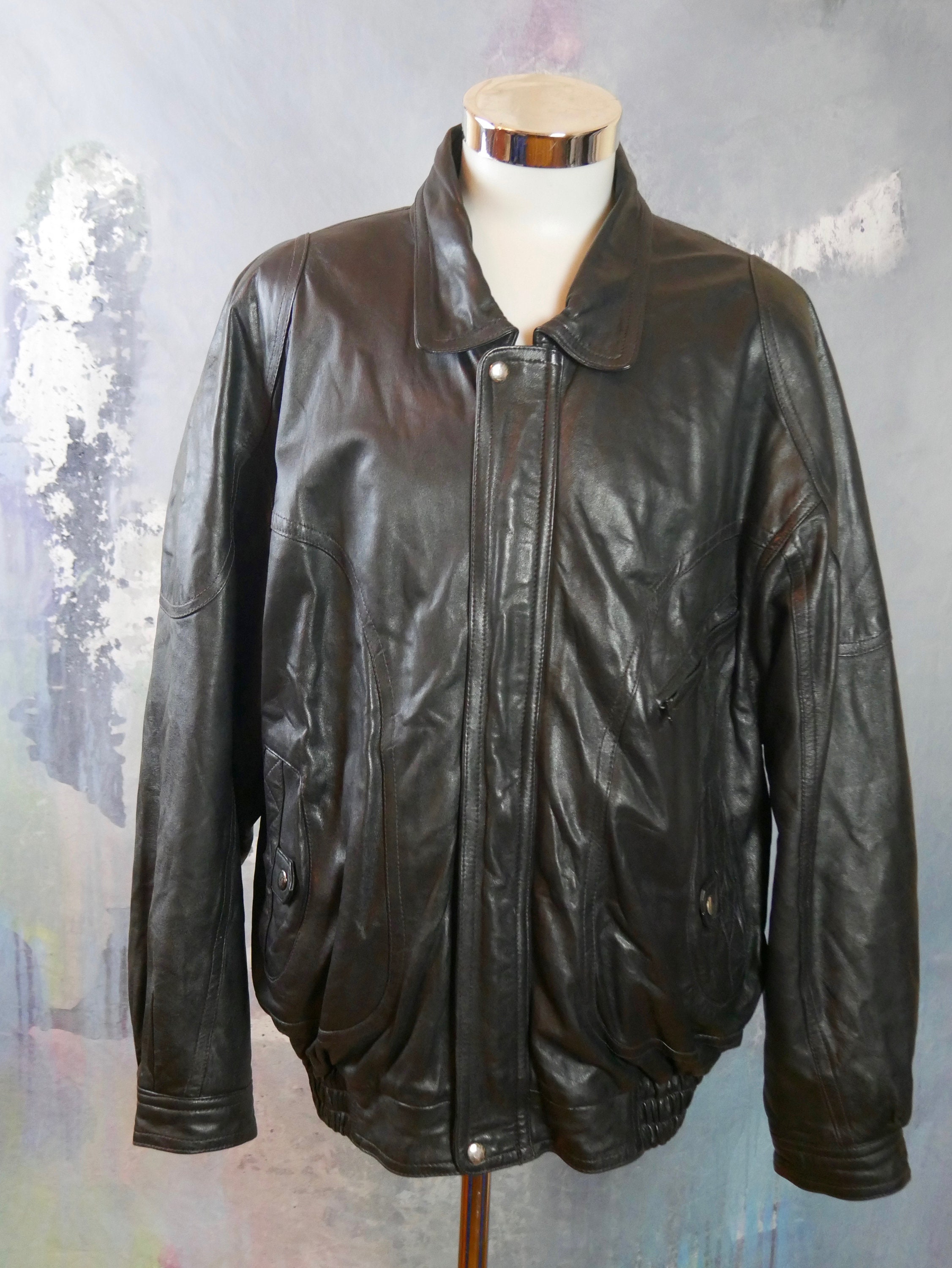 XXL Leather Bomber Jacket 1980s European Vintage Soft - Etsy