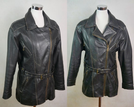 Y2K Vintage Black Leather Jacket, Size 10 US, 14 UK - Etsy Y2K Vintage Black Leather Jacket, Size 10 US, 14 UK - Etsy