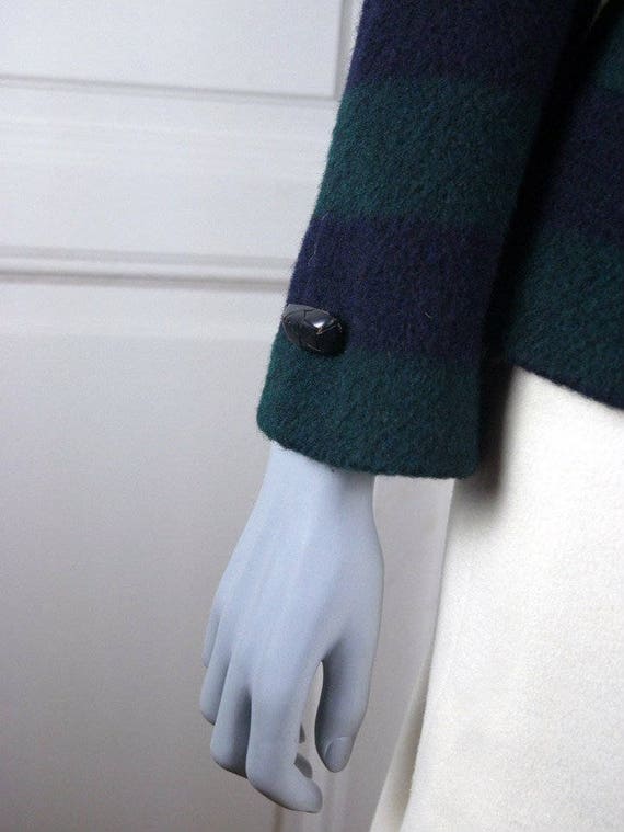 German Vintage Wool Jacket, Dark Green Navy Blue … - image 5