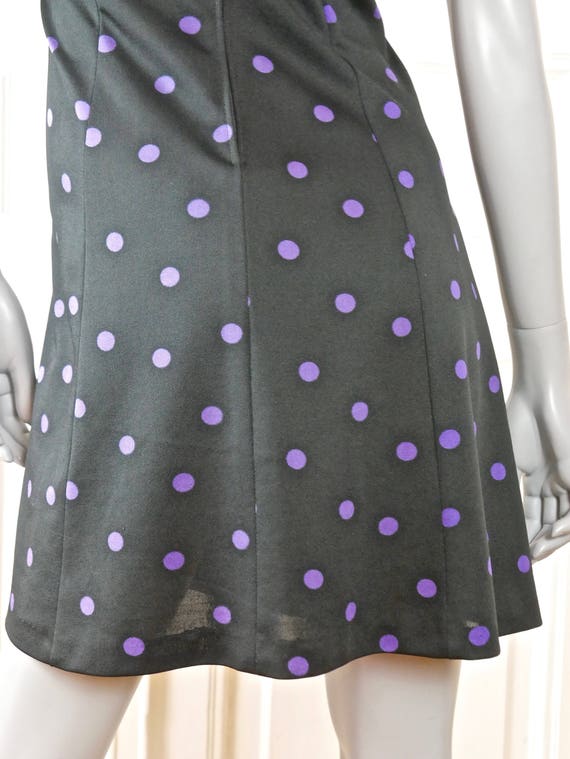 Short-Sleeve Polka Dot Dress, Swedish Vintage Bla… - image 9