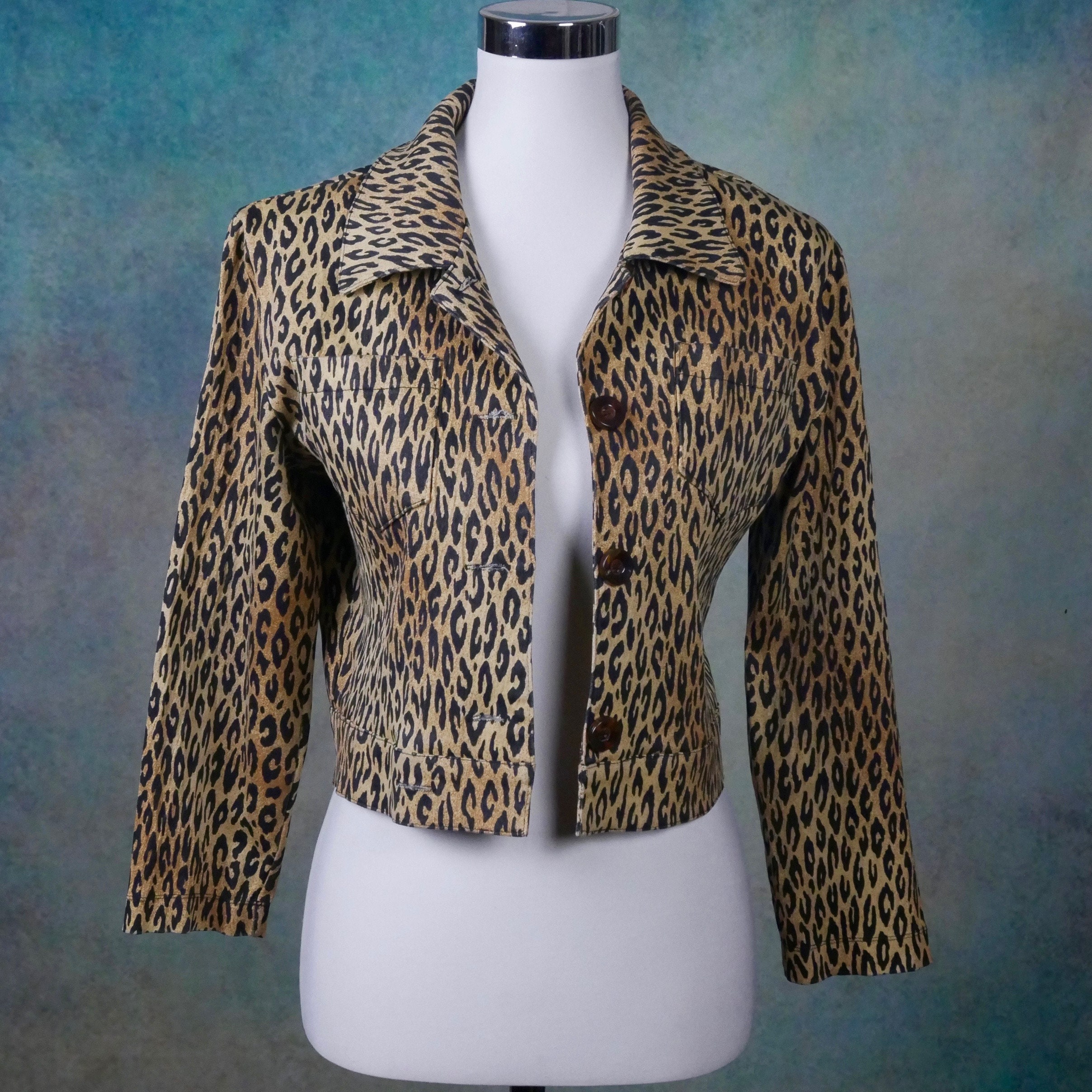 Leopard Print Blazer 1990s French Lightweight Unlined Cotton | Etsy