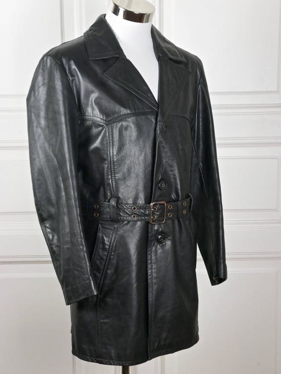 Finnish Vintage Black Leather Jacket, 1970s Wide … - image 6