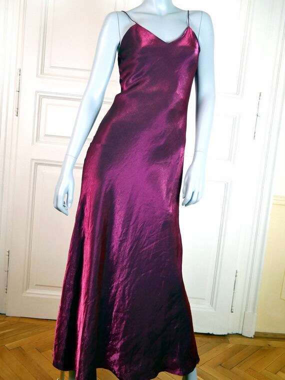 burgundy slip dress long