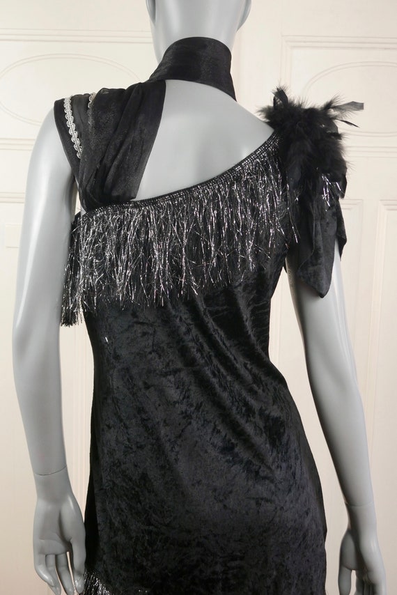 Flapper Dress, European Vintage Black Velvet with… - image 9