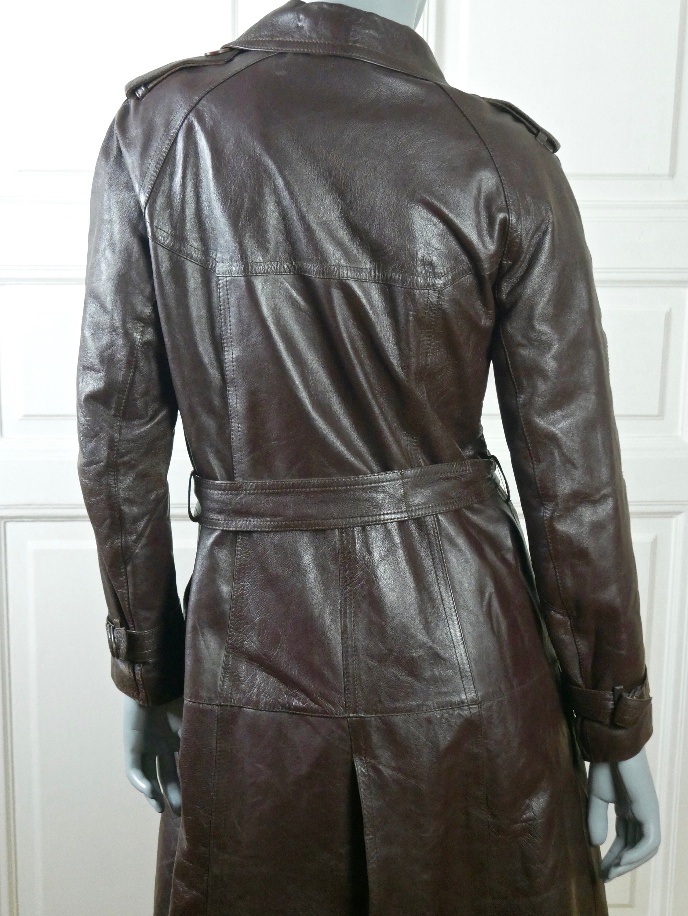 【70s】Euro Vintage All Leather TrenchCoat Vintage 70s Scully Leatherwear Brown Leather Trench Coat