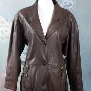 Brown Leather Jacket, 1980s European Vintage Super Soft Lambskin Leather Coat: Size 12 US, Size 16 UK image 8