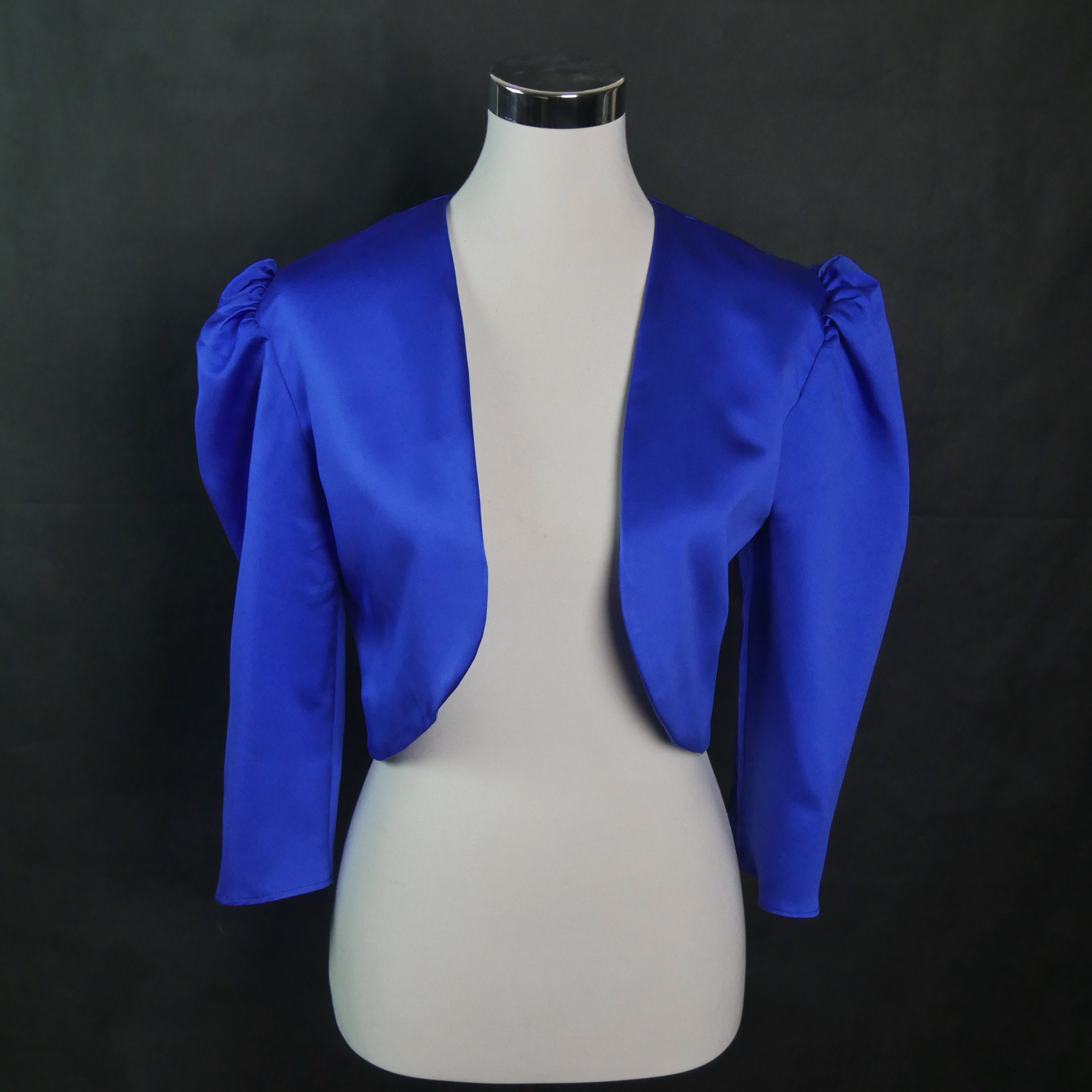 Blue Satin Bolero With Puff Sleeves 90s European Vintage - Etsy Canada