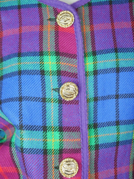 Finnish Vintage Plaid Wool Blazer Women's, 1980s … - image 3