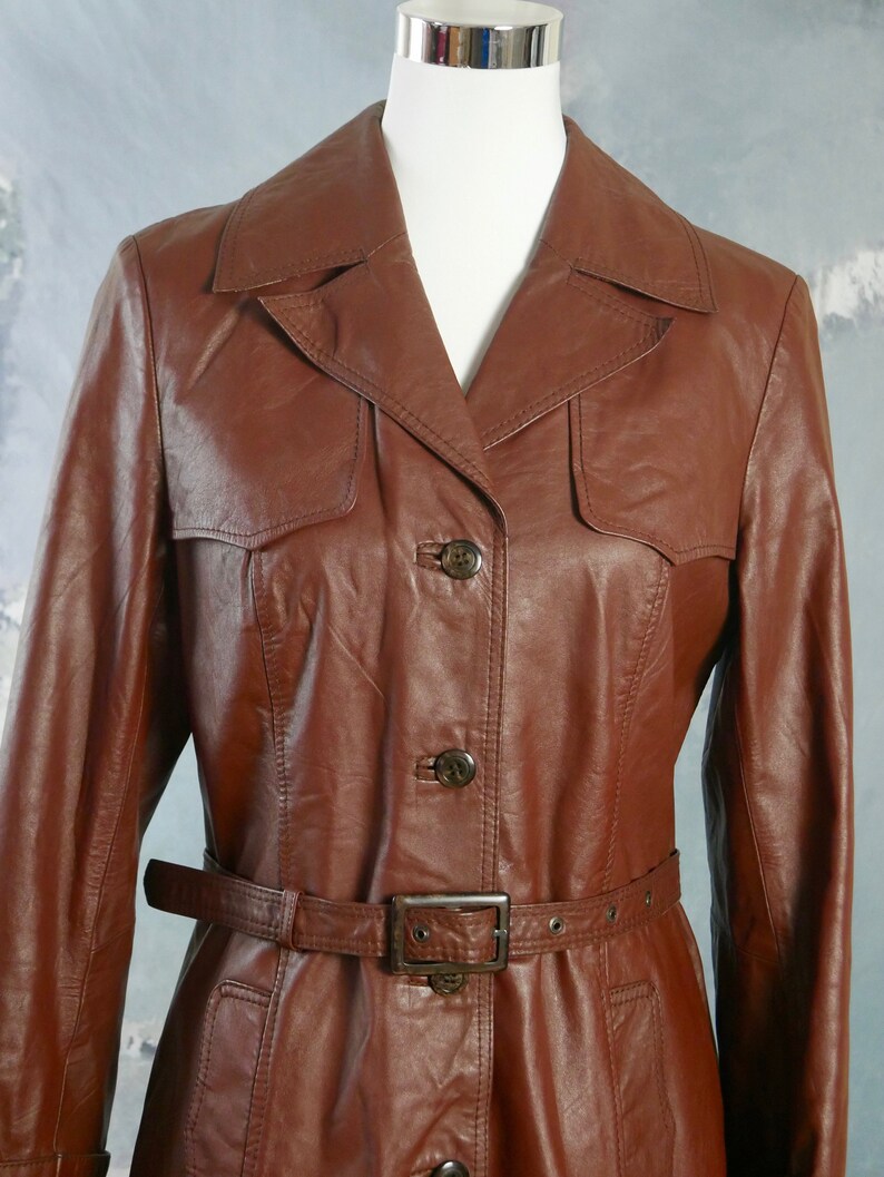 Women's Brown Leather Jacket 1970s European Vintage | Etsy