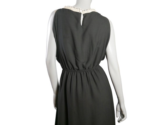 70s Vintage Long Black Sleeveless Dress with Lace… - image 6