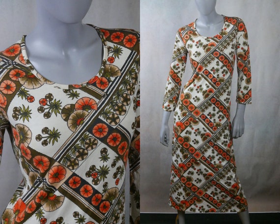 70s Vintage Midi Dress, Lightweight Cotton Slip-O… - image 1