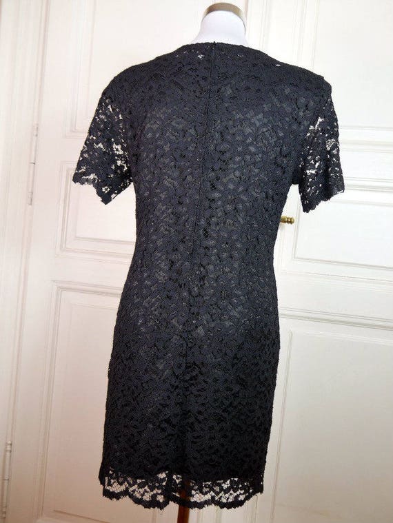 Italian Vintage Little Black Dress, Black Lace Li… - image 5