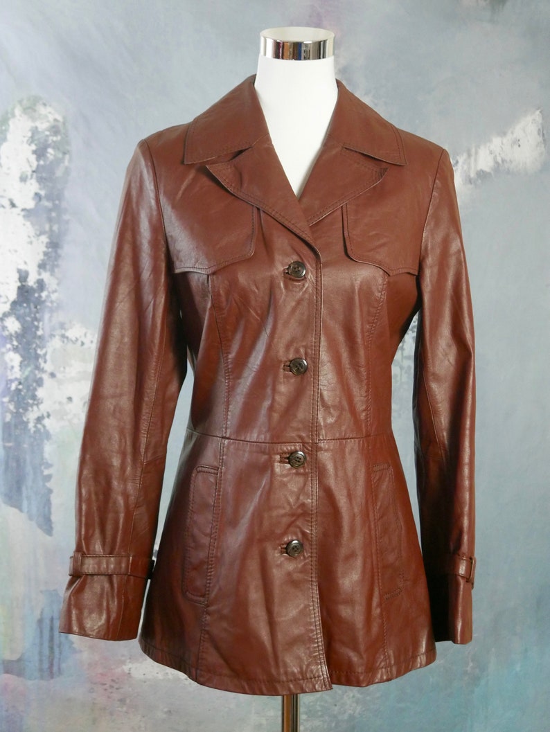 Women's Brown Leather Jacket 1970s European Vintage | Etsy