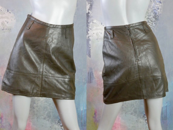 Short Leather Skirt, 1990s Vintage Soft Lambskin B