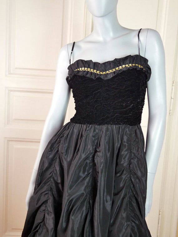 Hungarian Vintage Black Evening Dress, Sleeveless… - image 3