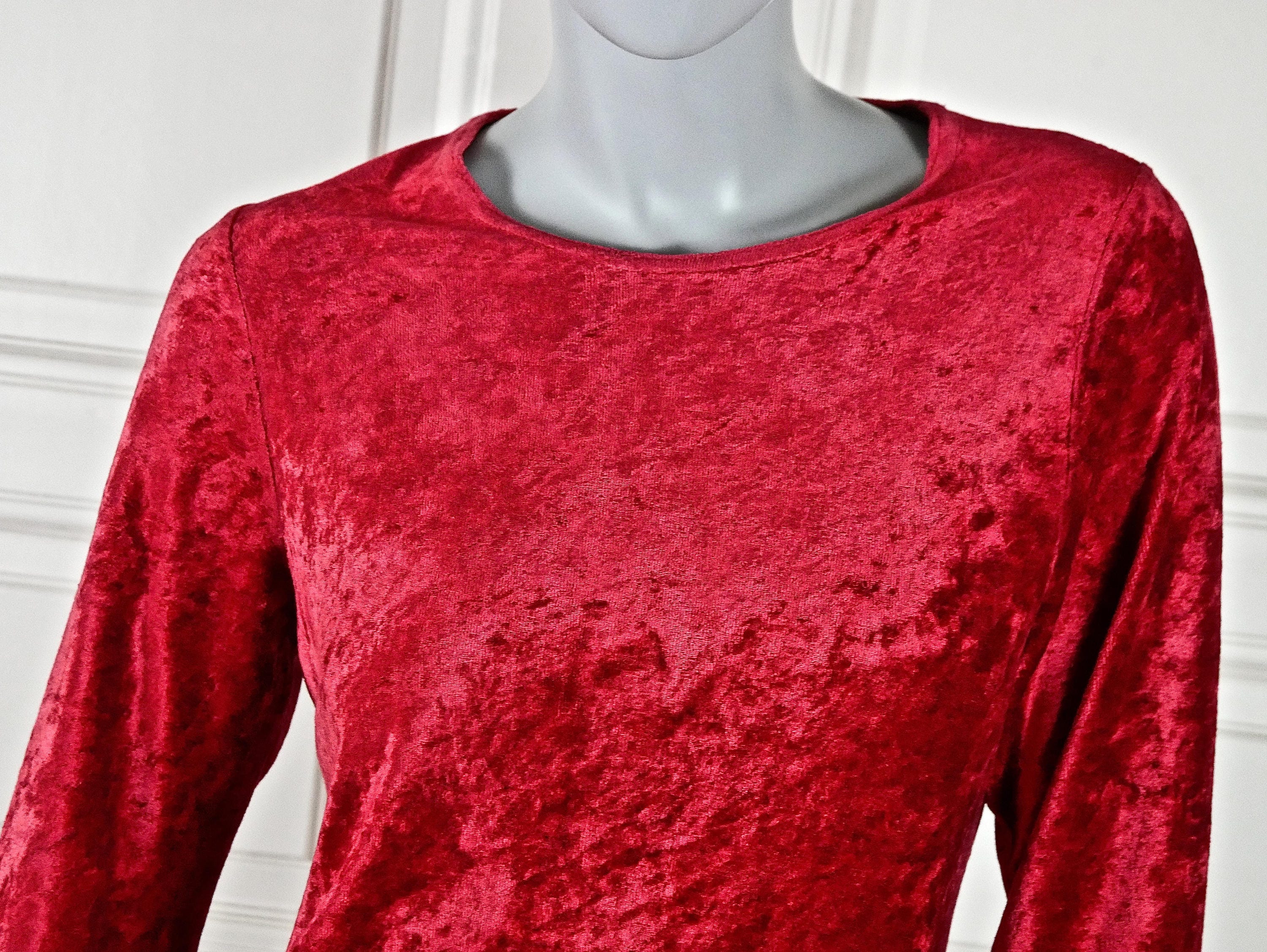 Red Velvet Mini Dress European Vintage Crushed Velvet - Etsy