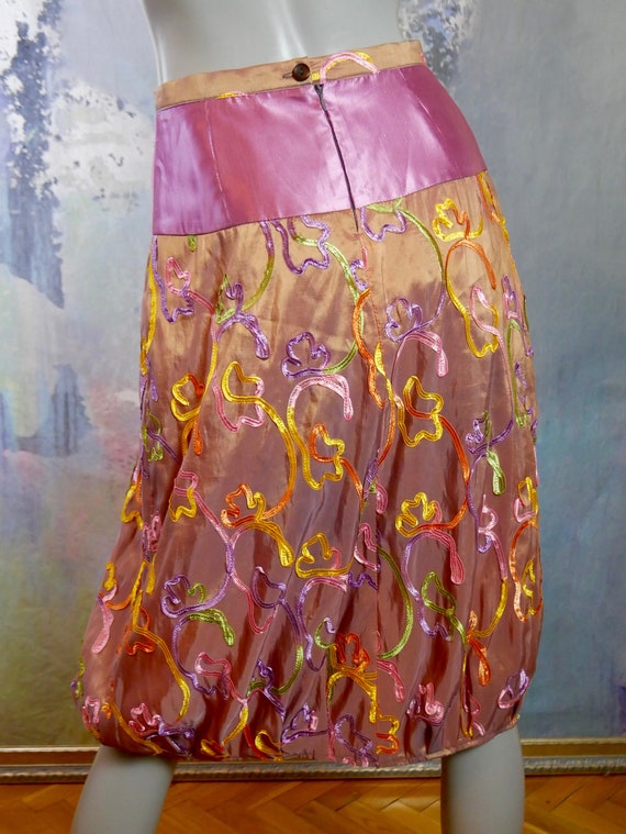 Tulip Skirt, 1990s European Vintage Fuchsia Pink … - image 6