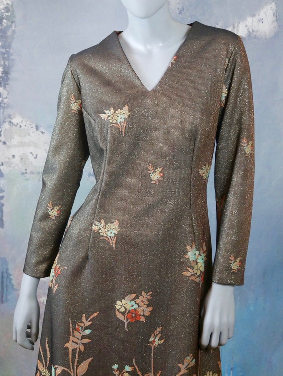 1960s Mod Evening Dress, British Vintage Dark Bro… - image 3