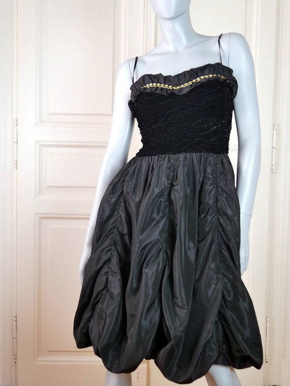 Hungarian Vintage Black Evening Dress, Sleeveless… - image 2