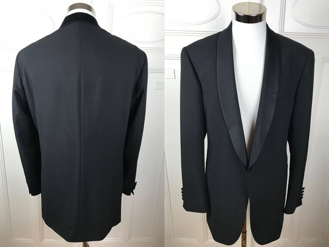 German Vintage Tuxedo Jacket Black Single-breasted Silk Shawl - Etsy