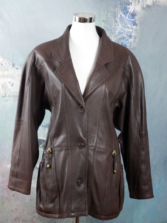 1980s Euro Vintage Brown Leather Jacket Vintage Leather Brown - US