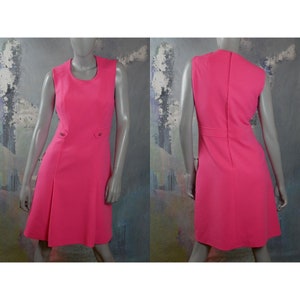 Pink Sleeveless Dress, 1960s Vintage, Size Large, 12 US