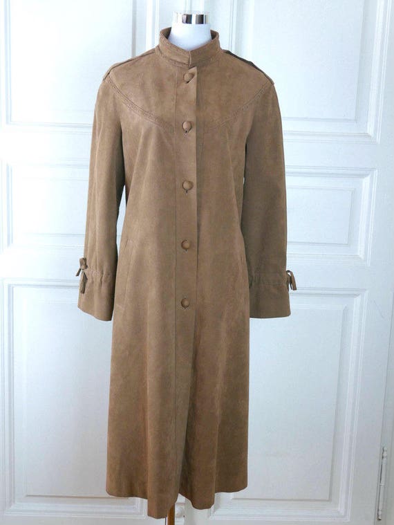 Swedish Vintage Faux Suede Coat, Light Brown Tan … - image 4