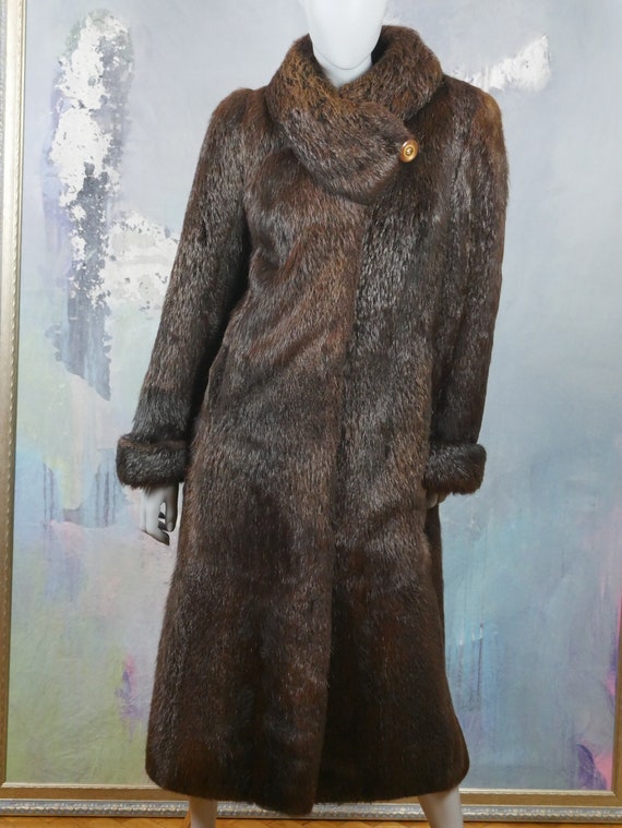 1960s Beaver Fur Coat, European Vintage Elegant Genuine Fur