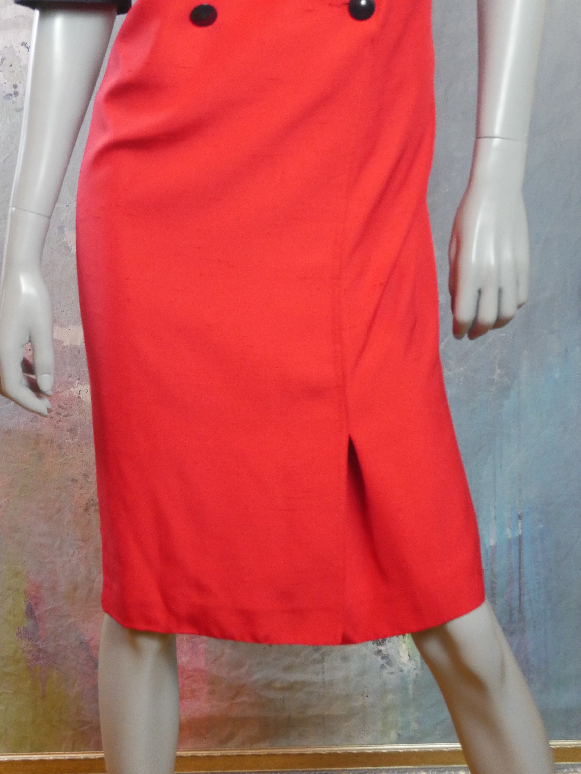 1980s Power Dress Italian Vintage Red and Navy Blue Linen - Etsy UK