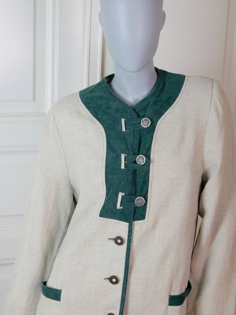 Austrian Vintage Cream and Green Trachten Jacket Women's | Etsy