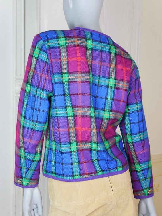 Finnish Vintage Plaid Wool Blazer Women's, 1980s … - image 4