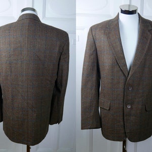 1980s Plaid Blazer, Finnish Vintage Single-Breasted Sports Coat, Brown Blue Copper Subtle Tartan Plaid Jacket: Size XL, 42 US/UK