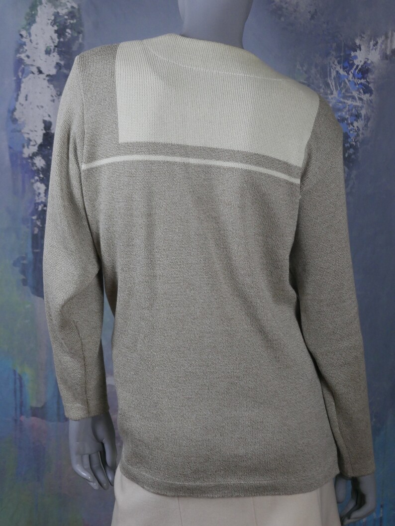 Size 16 US Swedish Knit Cardigan Blazer 20 UK European Vintage Cotton Blend Cream /& Beige