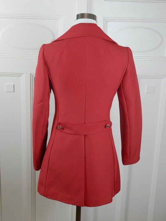 1970s Red Coat, Women's European Vintage Double-B… - image 8