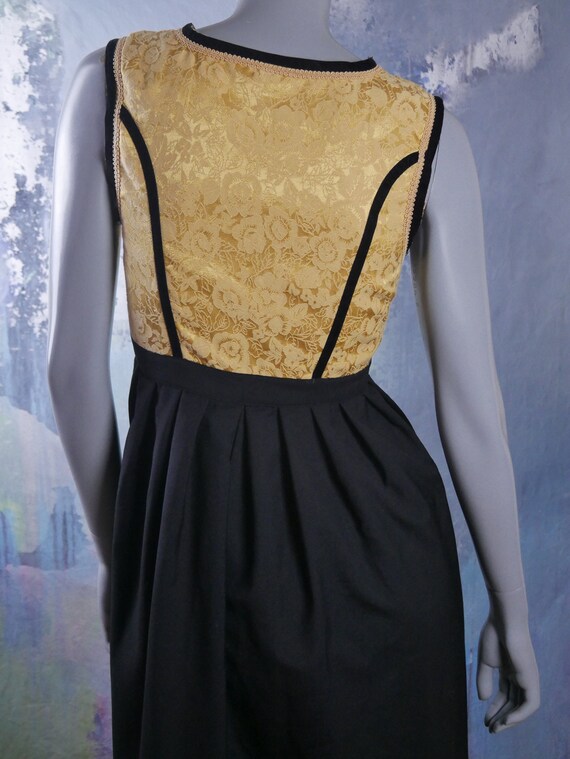 Black & Gold Dirndl Dress, Austrian Vintage Trach… - image 3