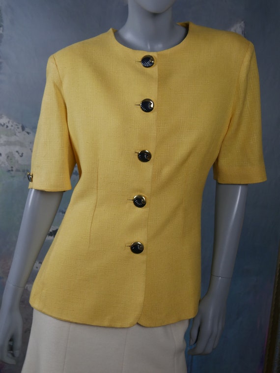 Yellow Summer Blazer, Womens Italian Vintage Shor… - image 5