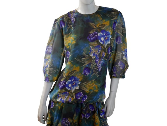 80s Floral Dress, Elegant British Vintage Layered… - image 3