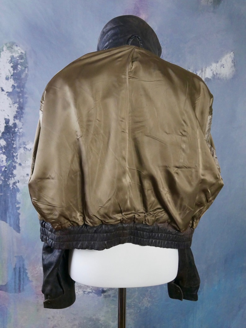 1980s Brown Leather Bomber Jacket Made in Finland: Size 1214 US Women/'sEuropean Vintage 1618 UK