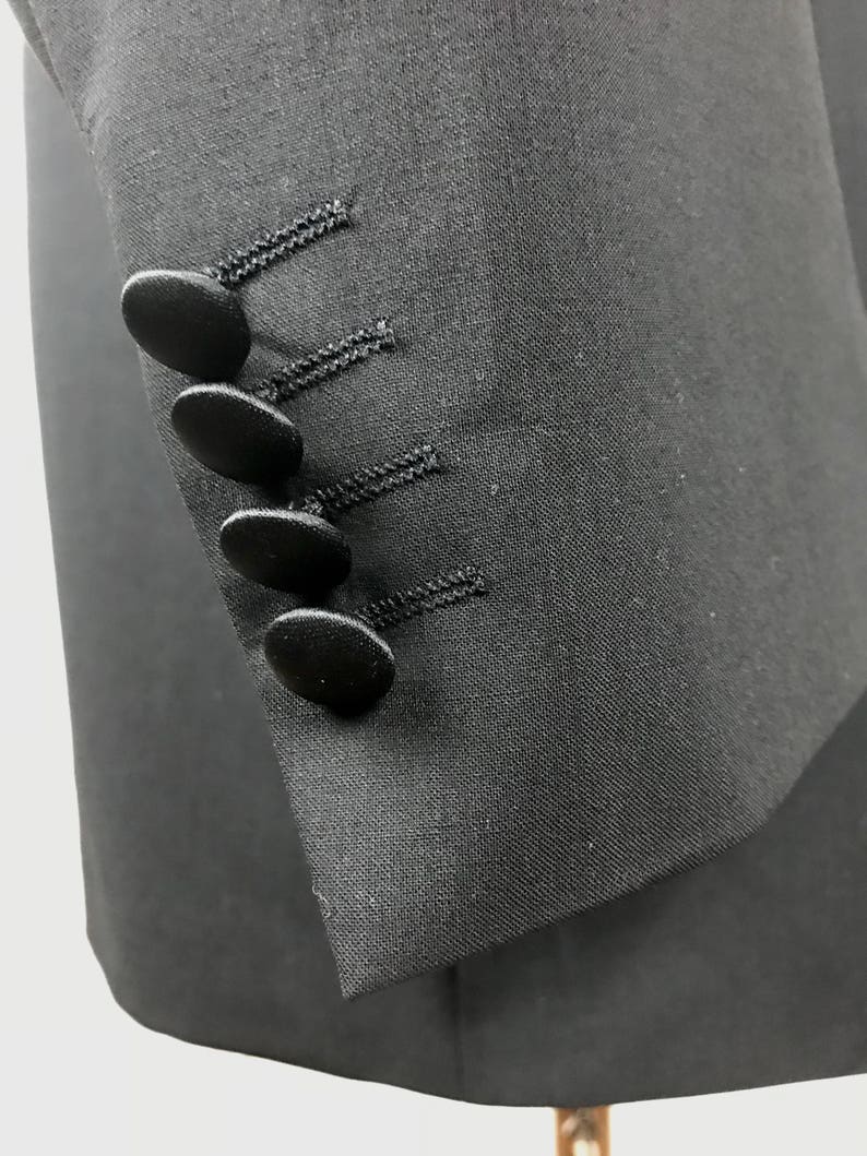 Black Dinner Jacket: Size 44 German Vintage Tuxedo Jacket Black Single-Breasted Silk Shawl Collar European Smoking Jacket USUK