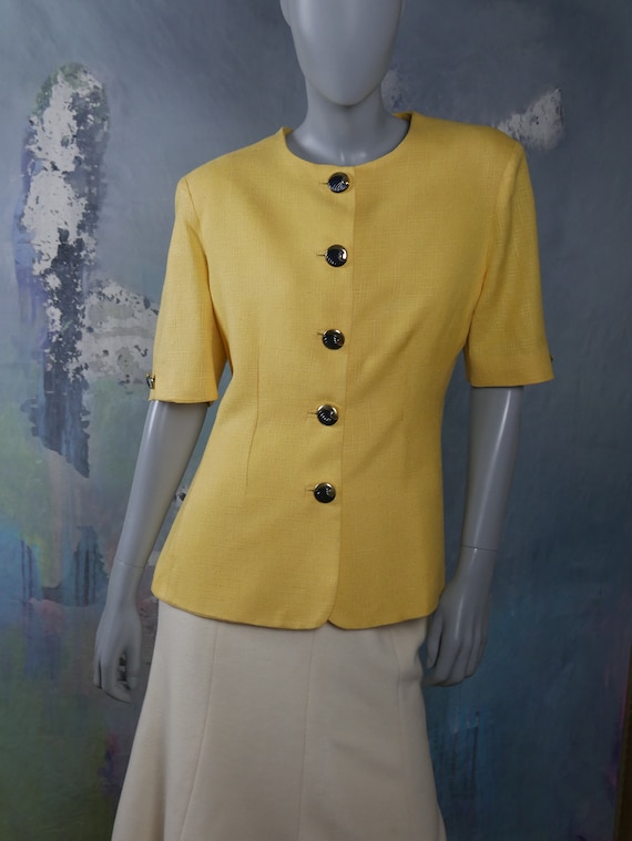 Yellow Summer Blazer, Womens Italian Vintage Shor… - image 1