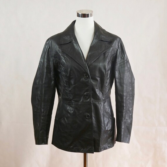 Women's Vintage Black Leather Jacket S