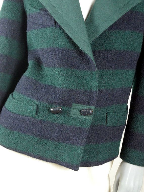 German Vintage Wool Jacket, Dark Green Navy Blue … - image 3
